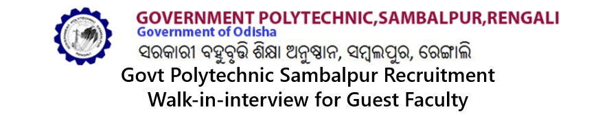 Recruitment at Govt Polytechnic Sambalpur Rengali