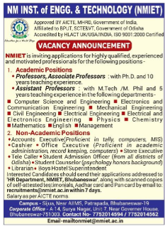 Recruitment at Private Colleges/Institutes in Odisha