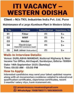 ITI VACANCY WESTERN ODISHA