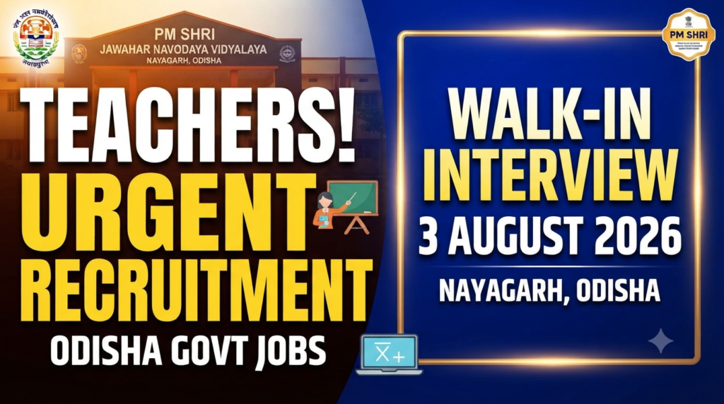PM Shri School JNV Nabaghanpur Recruitment 2026