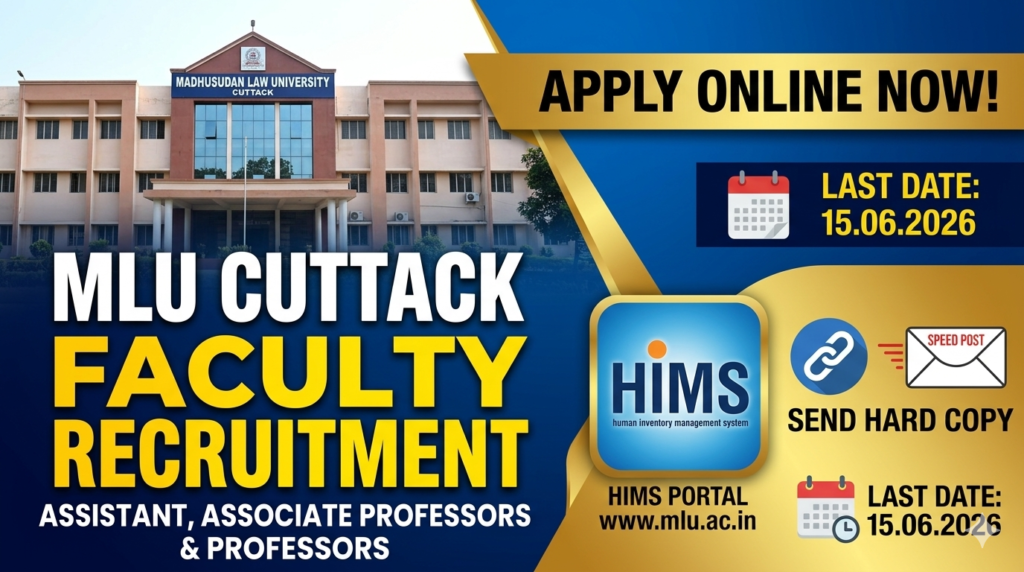 Faculty Recruitment at Madhusudan Law University Cuttack 2026