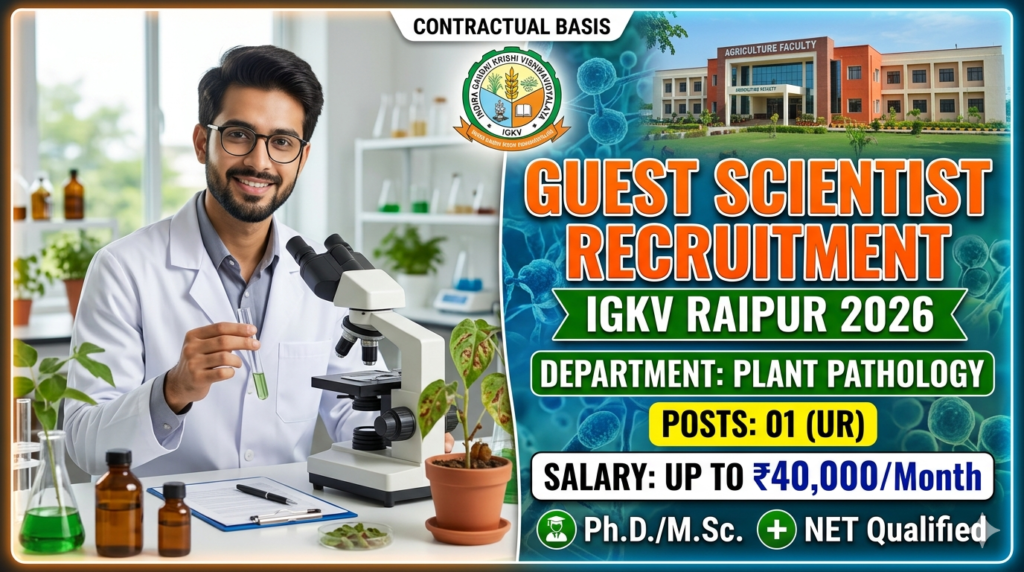 Indira Gandhi Krishi Vishwavidyalaya (IGKV) Recruitment Raipur 2026