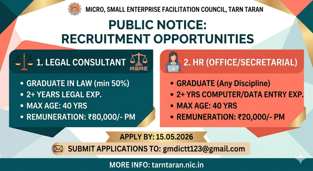 MSEFC Tarn Taran Legal & Office Staff Recruitment 2026