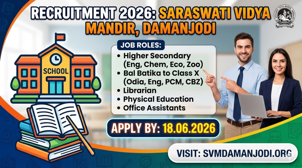 Saraswati Vidya Mandir Damanjodi Recruitment 2026