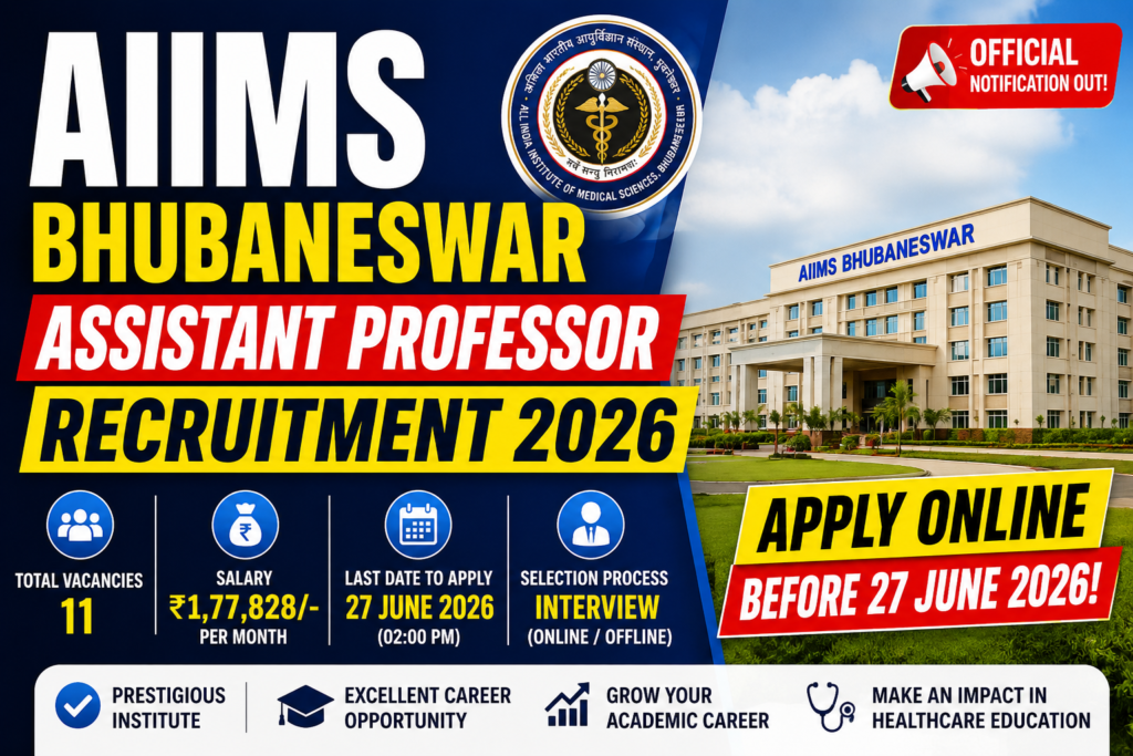 AIIMS Bhubaneswar Assistant Professor Recruitment 2026