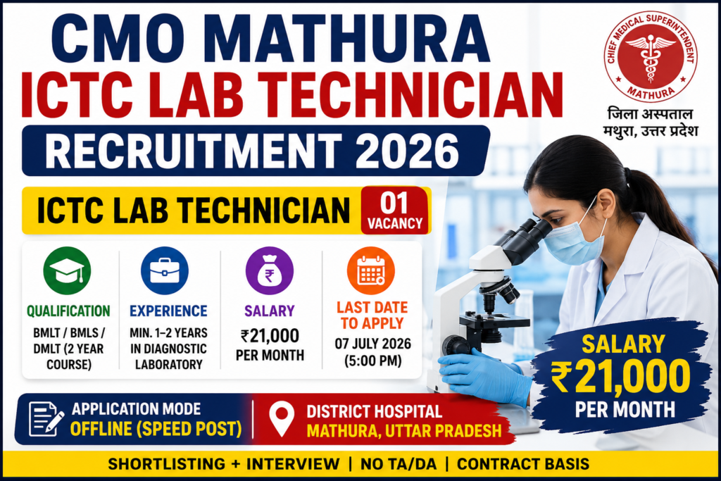 CMO Mathura ICTC Lab Technician Recruitment 2026