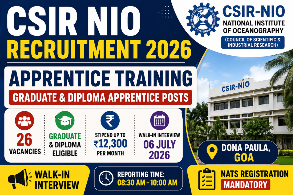CSIR NIO Goa Apprentice Recruitment 2026