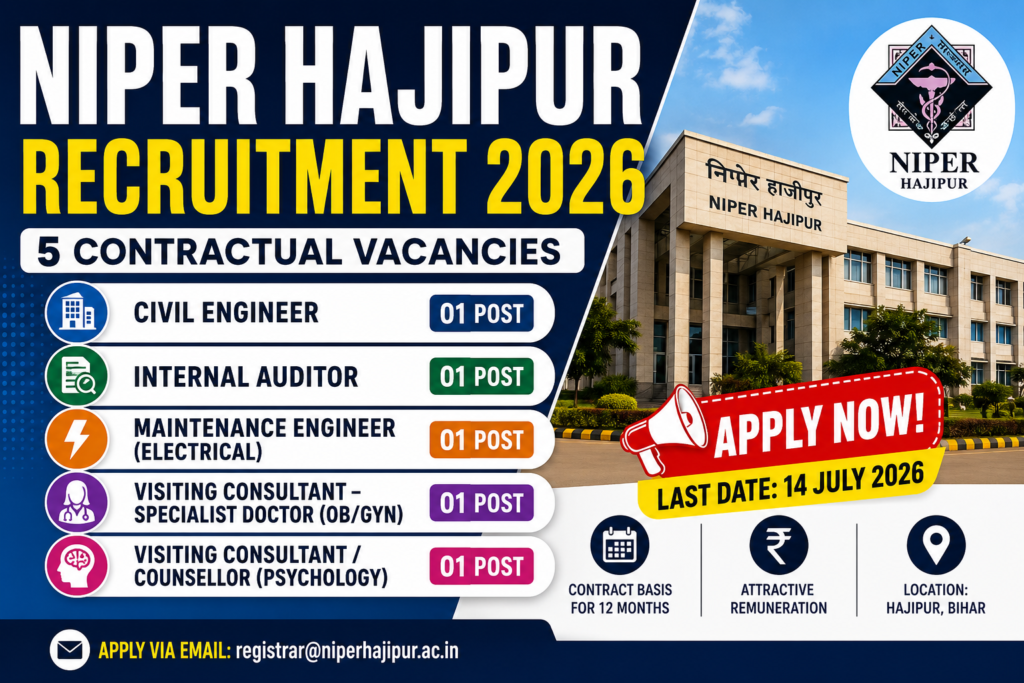 NIPER Hajipur Recruitment 2026