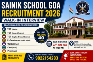 Sainik School Goa Recruitment 2026