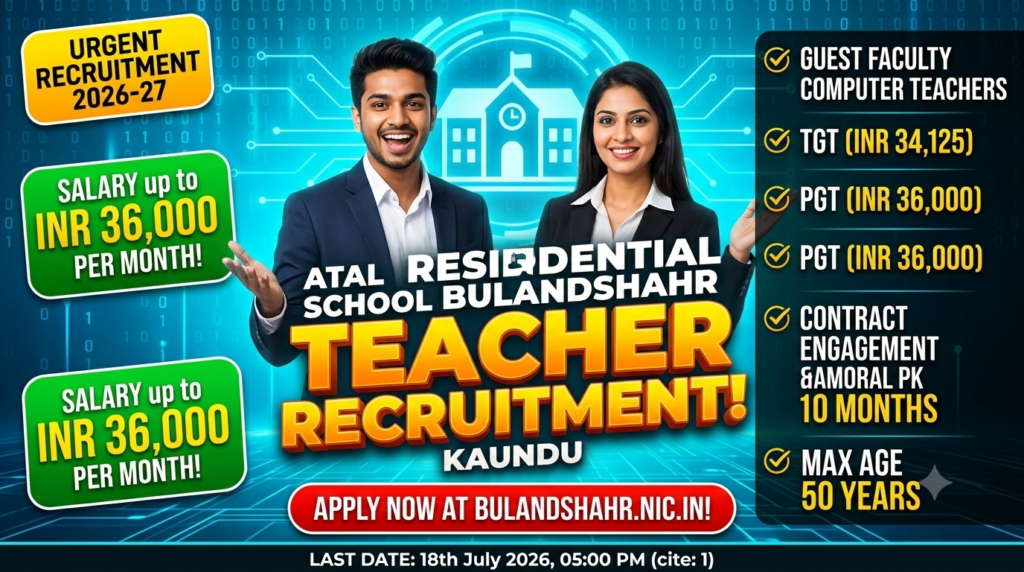 Atal Residential School Kaundu Recruitment 2026