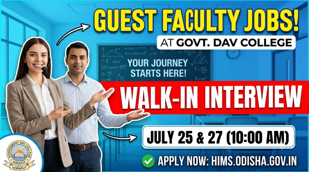 Guest Faculty Recruitment at Govt DAV College Koraput 2026