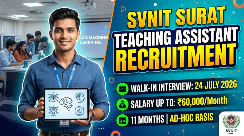 SVNIT Surat Teaching Assistant Recruitment 2026
