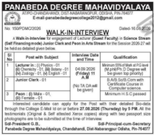 Panabeda Degree College Nabarangpur Recruitment 2026 1
